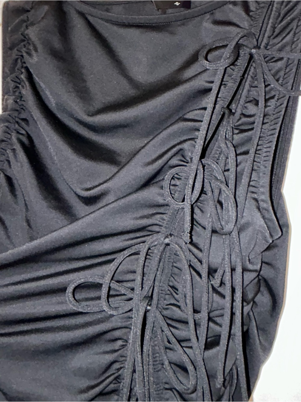 White Fox Black Ruched Tie-Detail Top - Picture 3 of 6